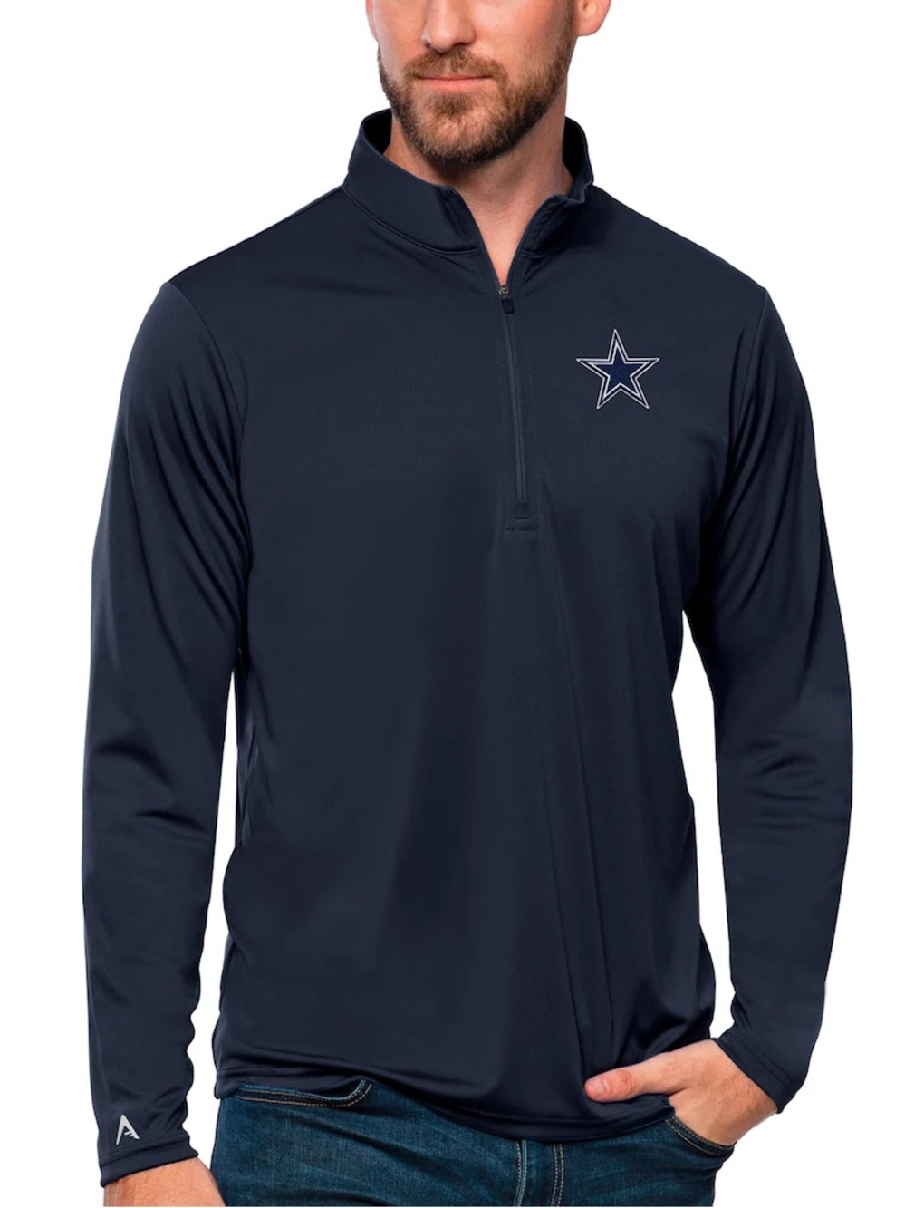 Dallas Cowboys Antigua Tribute Quarter-Zip Lightweight Pullover Top - Navy